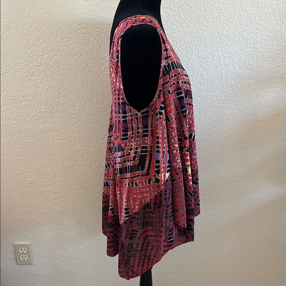 Free People Day Dreamer Chiffon Trim Asymmetrical Geometric Flowy Tank Top 0052 - Picture 4 of 8